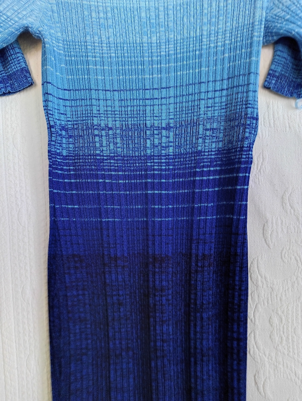 Ann Taylor Ombre Blue Knit Midi Dress Stretch Bodycon Sapphire Work Business SM - Picture 3 of 8